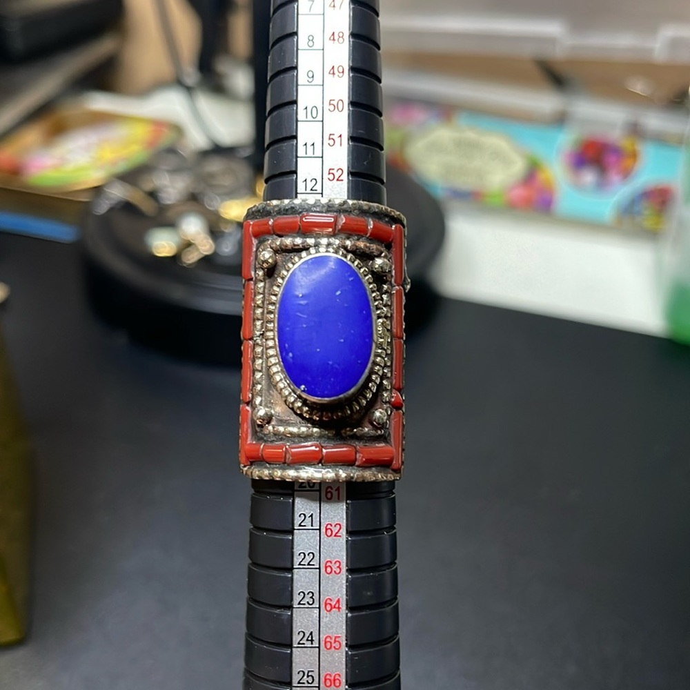 COPY - Silver tone  Tibetan ring imitation blue Lapis